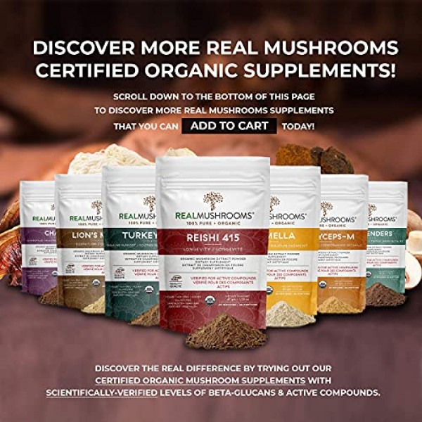 Real Mushrooms Chaga Powder for Digestive Health and Immune Suppo...