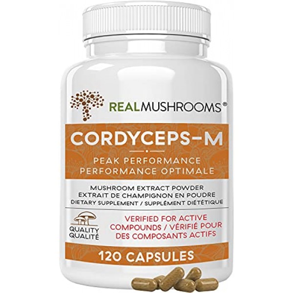 Real Mushrooms Cordyceps Peak Performance Supplement for Energy, ...