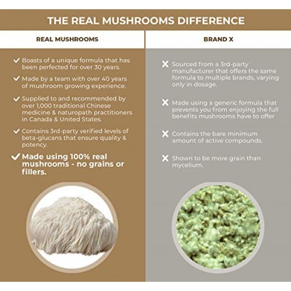 Real Mushrooms Lions Mane Powder 60 Servings | Vegan, Gluten-Fr...