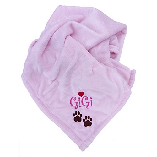 Personalized Giftware Custom Name Embroidered Pink Paw Prints Pet...