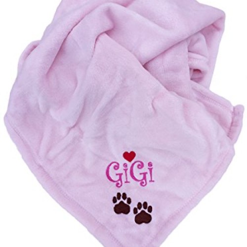 Personalized Giftware Custom Name Embroidered Pink Paw Prints Pet...