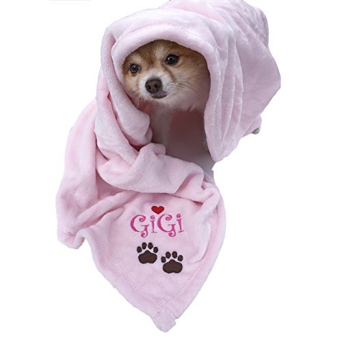 Personalized Giftware Custom Name Embroidered Pink Paw Prints Pet...