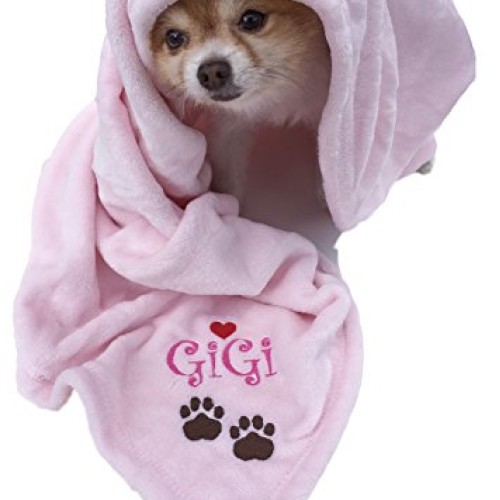 Personalized Giftware Custom Name Embroidered Pink Paw Prints Pet...