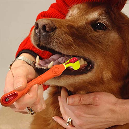 Rednut Dog Teeth Cleaning Kit,2 Pcs Three Sided Pet Toothbrush, 4...