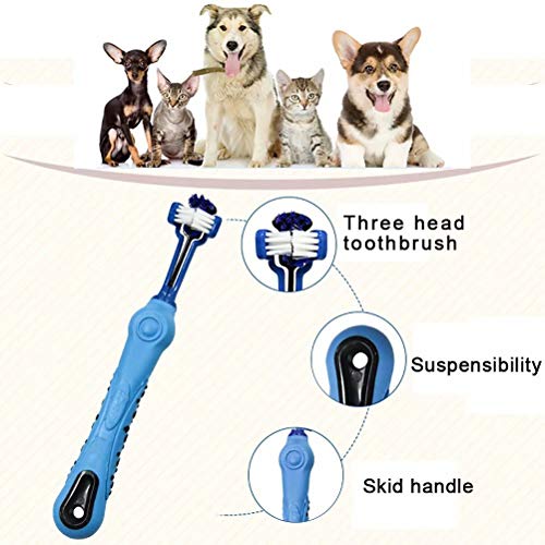 Rednut Dog Teeth Cleaning Kit,2 Pcs Three Sided Pet Toothbrush, 4...