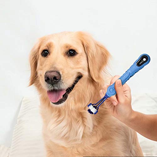 Rednut Dog Teeth Cleaning Kit,2 Pcs Three Sided Pet Toothbrush, 4...
