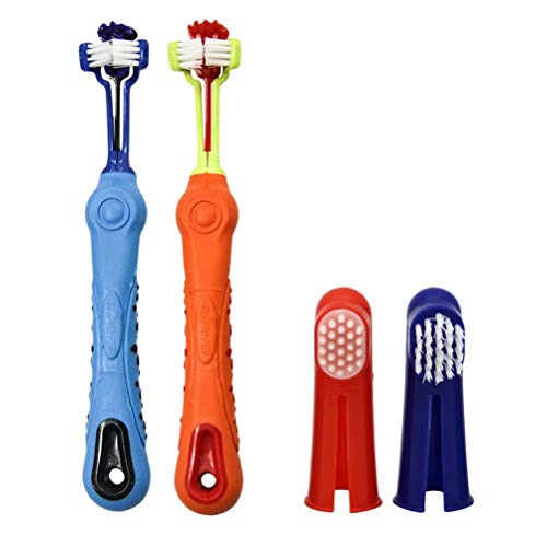 Rednut Dog Teeth Cleaning Kit,2 Pcs Three Sided Pet Toothbrush, 4...