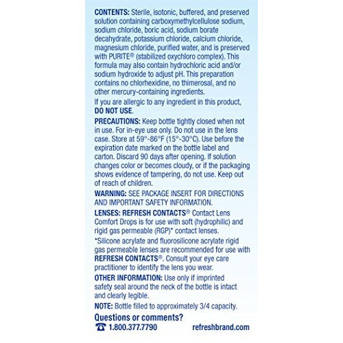 Refresh Contacts, Eye Drops, Contact Lens Comfort, 0.4 Fl Oz Sterile