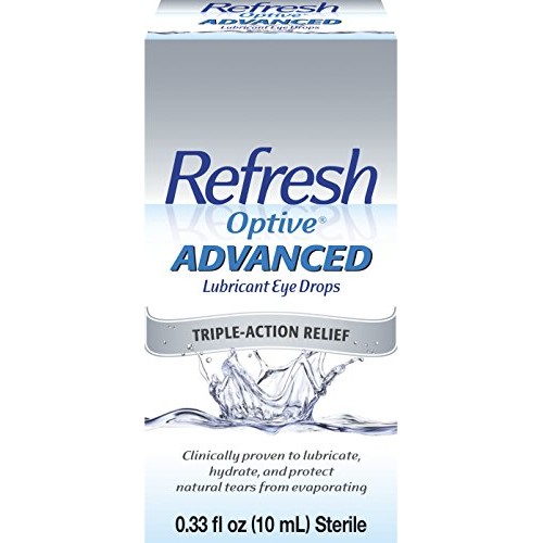 Refresh Optive Advanced Lubricant Eye Drops, Sterile, White, 0.33...