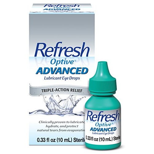 Refresh Optive Advanced Lubricant Eye Drops, Sterile, White, 0.33...