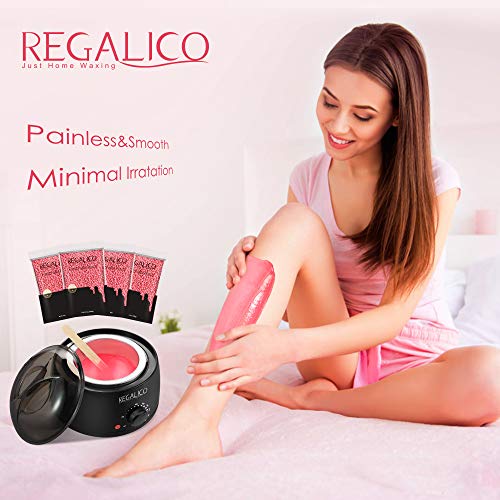 Waxing Kit for Women, Regalico Wax Warmer with 4 Bags Painless Ha...