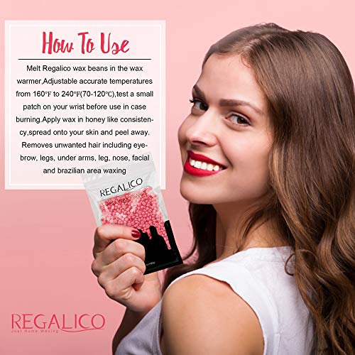 Waxing Kit for Women, Regalico Wax Warmer with 4 Bags Painless Ha...