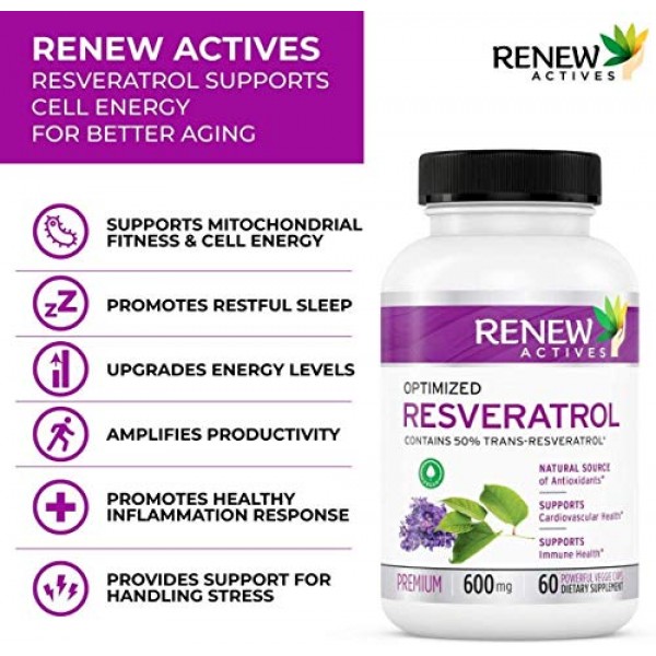 Renew Actives Optimized Resveratrol Supplement: 600mg Natural Res...
