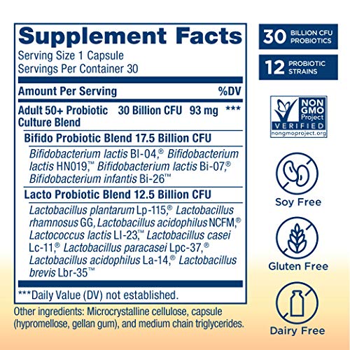 Renew Life Ultimate Flora Adult 50+ Probiotic, 30 Billion CFU, 60...