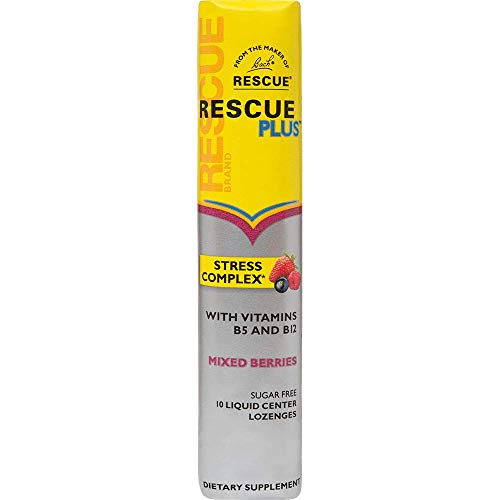 Bach RESCUE Plus Lozenges, Natural Mixed Berries Flavor, Stress C...