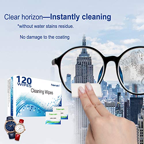 Lens Cleaning Wipes 120 Pre-moistened Glasses Cleaner Individuall...