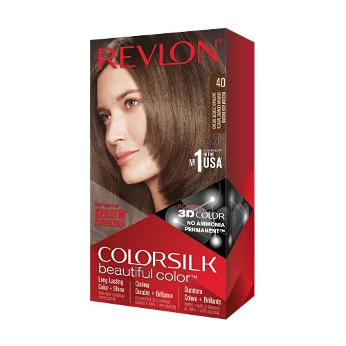 REVLON, Colorsilk Beautiful Color Permanent Hair Color with 3D Ge...