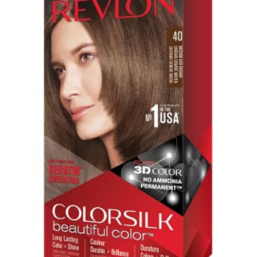REVLON, Colorsilk Beautiful Color Permanent Hair Color with 3D Ge...
