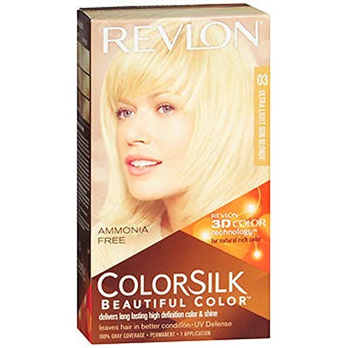 Revlon ColorSilk Hair Color, 03 Ultra Light Sun Blonde 1 ea Pack...