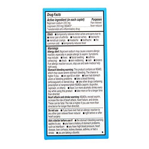 Rite Aid Naproxen Sodium Pain Relief Pills, 220 mg Caplets - 50 C...