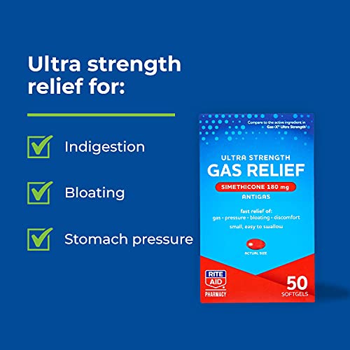 Rite Aid Ultra Strength Gas Relief, Simethicone Softgels Antigas,...