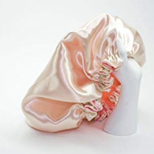 Adults IVORY/BURGUNDY Reversible Satin Hair Bonnet Handmade By RJ...