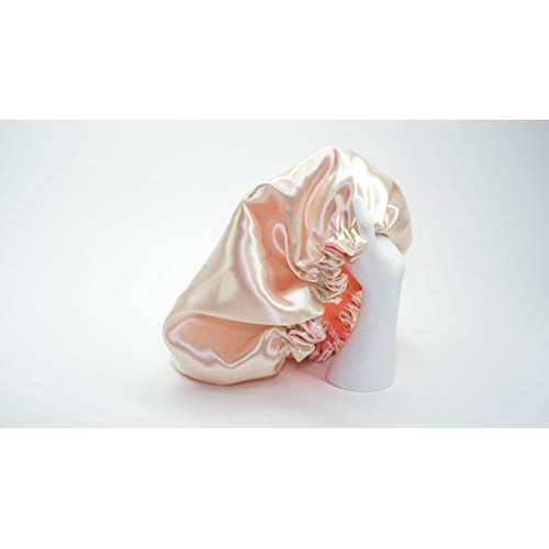 Adults IVORY/BURGUNDY Reversible Satin Hair Bonnet Handmade By RJ...