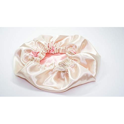 Adults IVORY/BURGUNDY Reversible Satin Hair Bonnet Handmade By RJ...