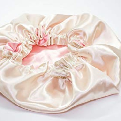 Adults IVORY/BURGUNDY Reversible Satin Hair Bonnet Handmade By RJ...