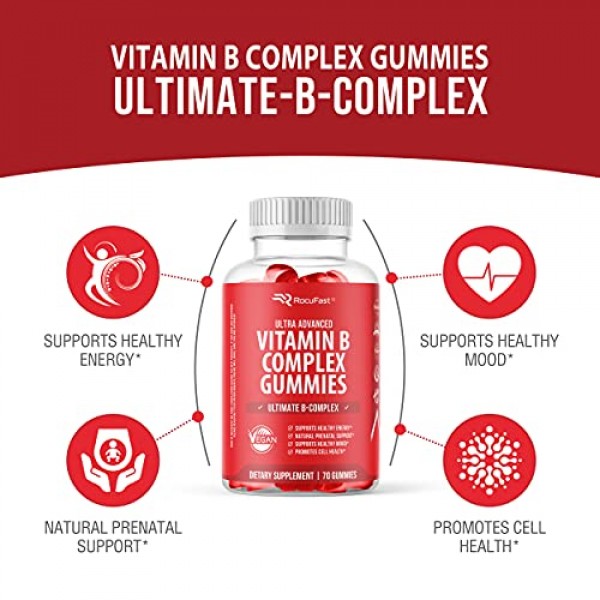 Vitamin B Complex Gummies Supplement - Potent Vitamin B12, B3, B5...