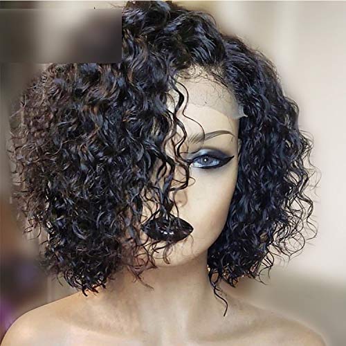 Peruvian Bob Curly 136 Lace Front Human Hair Wigs For Black Women...