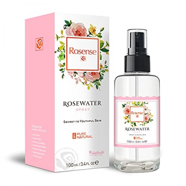 Rosense Glass Bottle Rosewater Hydrating Facial Toner / Rose Wate...