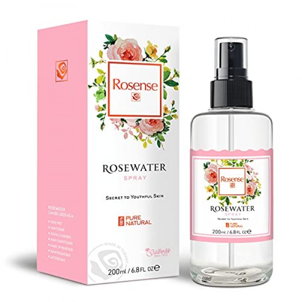 Rosense Glass Bottle Rosewater Hydrating Facial Toner / Rose Wate...