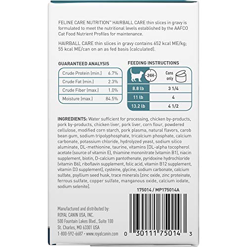 Royal Canin Hairball Care Thin Slices in Gravy Wet Cat Food, 3 oz...