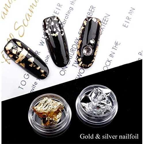 RSGDWD Nail Accessories, Gold and Silver foil Nail Decoration, Fi...