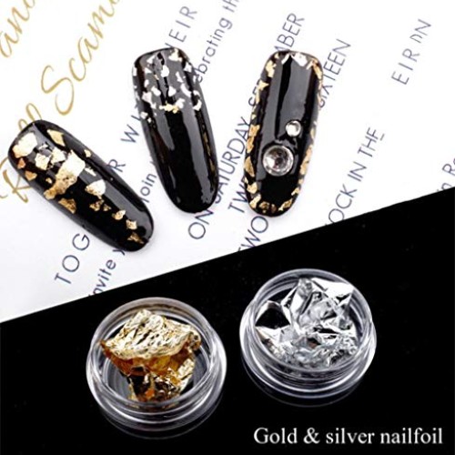RSGDWD Nail Accessories, Gold and Silver foil Nail Decoration, Fi...