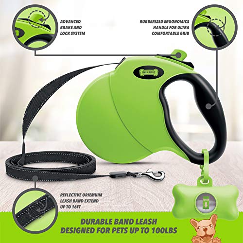 Ruff N Ruffus 360° Tangle-Free 16 ft Retractable Dog Leash + Fre...