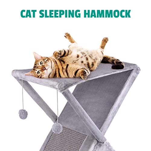 Ruff n Ruffus Foldable Cat Tower Tree + Free Bonus Handheld Chas...