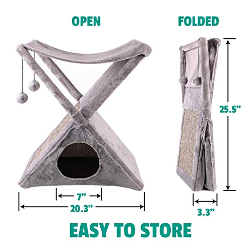 Ruff n Ruffus Foldable Cat Tower Tree + Free Bonus Handheld Chas...