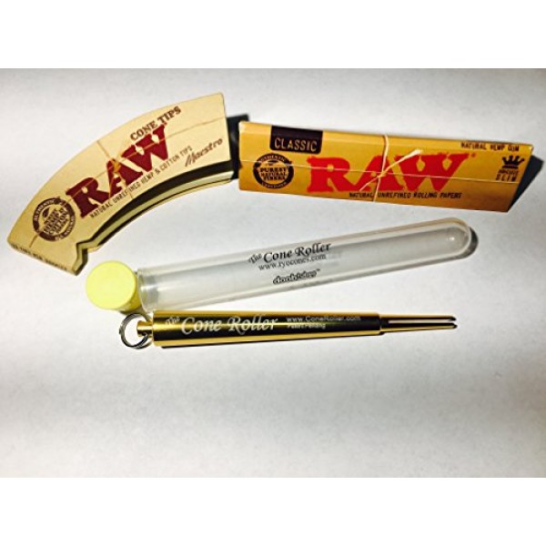The Cone Roller & Raw King Rolling Paper & Hemp Coned Filter Tips...