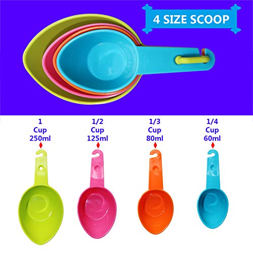 Rypet Dog Food Scoop Set of 4 - Plastic Measuring Cups for Dog, C...