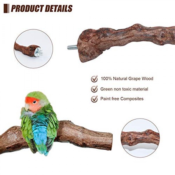 2 Packs Parrot Perch Stand,Natural Grapevine Wood Perch Parrots C...