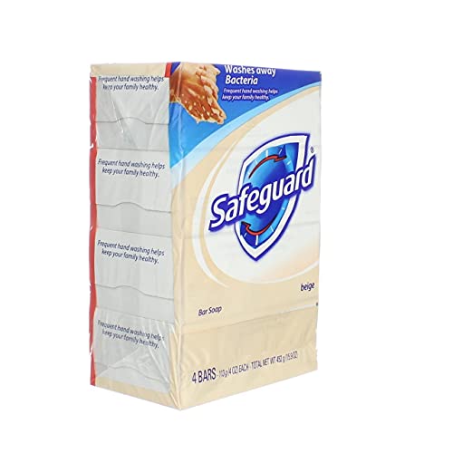 Safeguard Beige Bar Soap 4 oz, 4 bars Pack of 3
