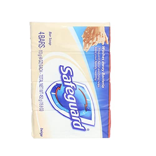 Safeguard Beige Bar Soap 4 oz, 4 bars Pack of 3