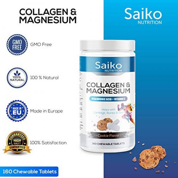 Collagen Magnesium Supplement with Vitamin C and Hyaluronic Acid,...