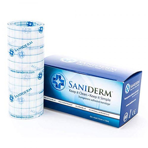 Saniderm Tattoo Aftercare Bandage | 6 in x 8 yd Roll | Clear Adhe...
