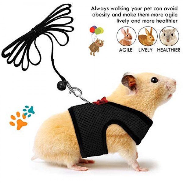 3 Pieces Guinea Pig Harness and Leash Soft Mesh Small Pet Harness...