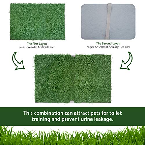 SCENEREAL Artificial Dog Grass Mat with Washable Pee Pads Set 2 P...