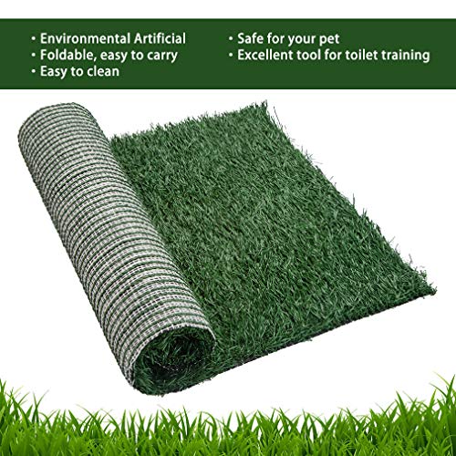 SCENEREAL Artificial Dog Grass Mat with Washable Pee Pads Set 2 P...