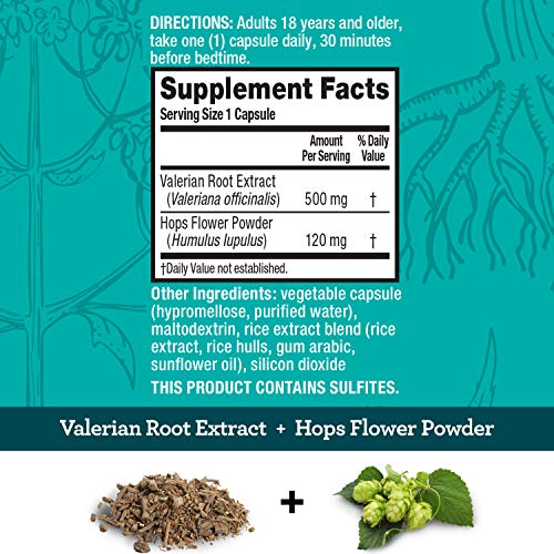 Schiff Valerian Root Extract & Hops Flower Vegetarian Capsules, ...